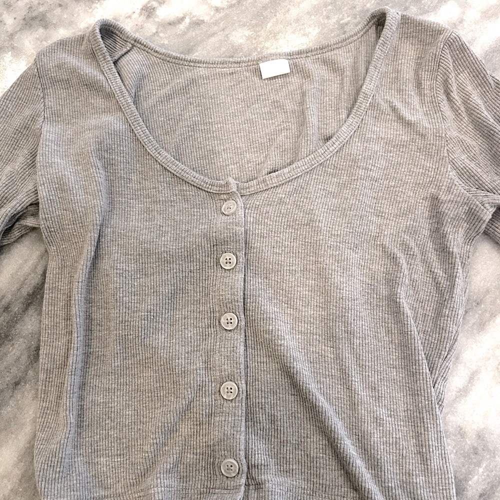 GILLY HICKS JERSEY RIB CROP CARDIGAN
